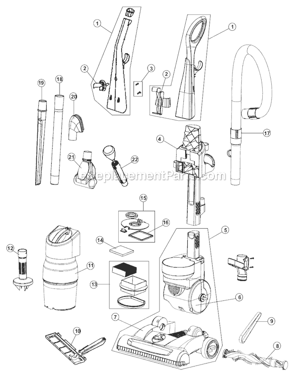 Page A Diagram and Parts List for M140000  Dirt Devil Upright Vacuum
